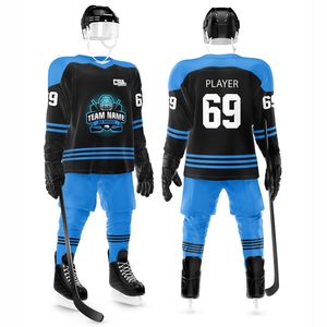 Uniforme de hockey sur glace à impression silicone en gros top tendance coupe et couture personnalisées directe d'usine maillot de hockey sur glace à impression bouffée 3D - Product Image 1