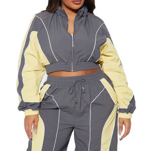 Conjunto de chándal de nailon de alta calidad 2025, chaqueta ligera, impermeable, transpirable, conjunto cortavientos, chándal de entrenamiento para mujer 2026 - Product Image 1