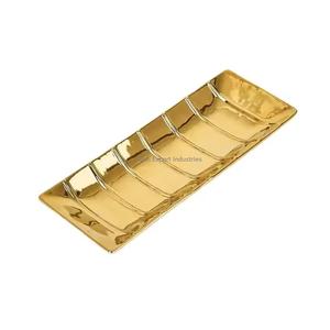 Bandeja de servicio de metal plateado de calidad superior con asa dorada para mesa de comedor casera Bandejas para servir chocolate y frutas - Product Image 4