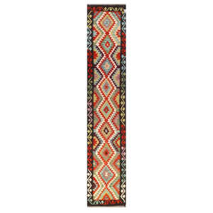 Maimana Afghanistan Kilim <b>Runner</b> <b>Rug</b> 387 X 72 cm - Product Image 1