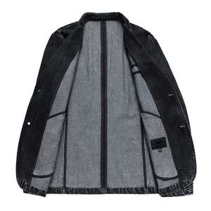 Veste en jean décontractée coupe-vent pour homme, tissée unie, avec doublure en polaire, séchage rapide, veste en jean d'hiver - Product Image 1