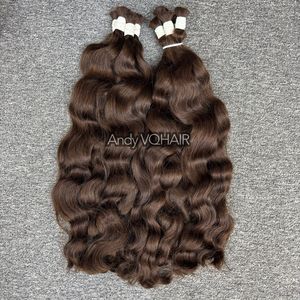 Paquetes de cabello crudo marrón ondulado Natural de alta calidad para trenzar Envío Mundial 100% cabello humano vietnamita a granel - Product Image 4