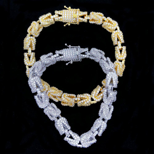 Alta calidad Hip Hop turco 3D Link Hip Hop Bling pulsera diamante Natural 925 plata esterlina - Product Image 1