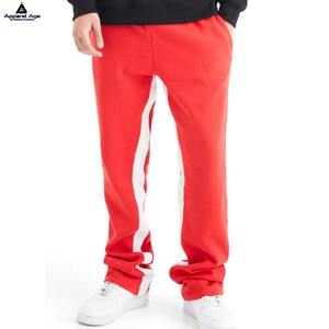 Alta calidad bordado personalizado 100% algodón francés Terry pantalones de chándal de pierna recta pantalones de chándal acampanados divididos para hombres - Product Image 1