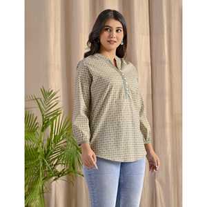 Blusa de Popelina Gris para Mujer, Logotipo Bordado, Corte Holgado Informal, Talla XL, Cierre de Botones, Temporada Otoño y Primavera - Product Image 6