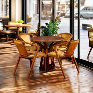 Tacasa Durable Modern Coffee <b>Table</b> 30*80 <b>Solid</b> <b>Wood</b> Rubber <b>Wood</b> <b>Top</b> 5-Legged Pedestal Cushioned Seat Walnut Color 12-Month - Product Image 2