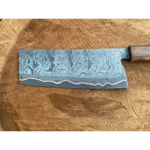 Cuchillo de Cocina Burraq DIY OEM Personalizado Hecho a Mano de Acero de Damasco Multifuncional con Forma de Gota de Lluvia y Funda de Cuero para Uso en la Cocina - Product Image 6