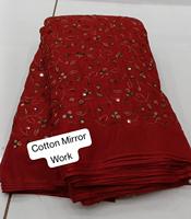 Travail de broderie de travail de miroir de coton faire au matériel de robe de fantaisie