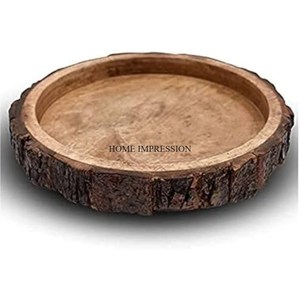 Natural Look Most Demanding Round Shape <b>Wooden</b> <b>Tray</b> <b>Table</b> Centerpiece Restaurants and Hotels Supplies From Indian Manufacturer - Product Image 1