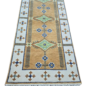 พรมแบบถักด้วยมือลายสนิม4x6สวยงามพรมพื้นที่ปักลวดลายนามธรรมร่วมสมัยสำหรับผ้าไหมคอตตอน - Product Image 2