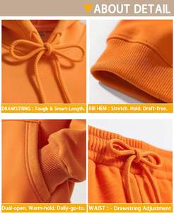 Chándal de lana de algodón 500GSM de lujo para hombre con capucha azul marino panel blanco con logotipo bordado conjunto de pantalones de invierno Premium - Product Image 5