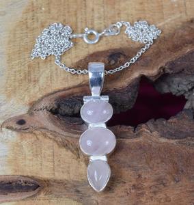 Boho Style cadeau pour l'amour femmes mode pendentif Rose Quartz pierre précieuse 925 pendentif en argent Sterling avec 925 bijoux estampillés - Product Image 5