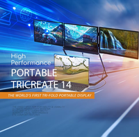 Moniteur triple écran TriCreate Lite 14 pouces, extension d'écran quadruple, connexion IPS Type-C, support pliable pour ordinateur portable, pliable