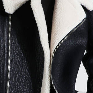 Chaqueta de Cuero Sherpa de Alta Gama para Hombre, Chaqueta de Invierno Impermeable con Cuello Alto, Forro Interior de Lana Ecológica - Product Image 6