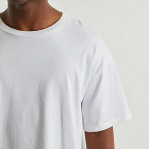 Meilleure vente col rond épaule tombante 100% coton Jersey surdimensionné Hip Hop demi-manches pour adultes grande taille blanc respirant - Product Image 6