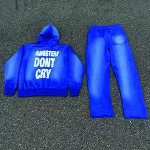 Nouveauté, vente en gros personnalisée, pantalon empilé respirant pour homme, fermeture éclair, lavage à l'acide, coton, streetwear de haute qualité, ensemble de survêtement 2 pièces - Product Image 5