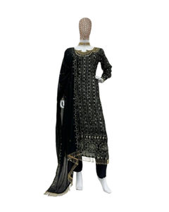 Colección 2024 vestido indio bordado con cuentas Plazzo Kurti Duppata Salwar Kameez para mujeres y niñas, ropa de fiesta hecha a mano - Product Image 1