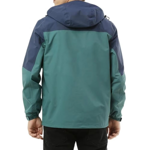 Veste de pluie en toile résistante au vent avec col montant, tissu en maille respirant, design imperméable sans couture, capuche réglable pour homme - Product Image 2