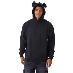 Bulk Wholesale Blank Fitted Casual Cute Jumper <b>Hoodie</b> Gym Trendy <b>Plain</b> <b>Black</b> Oversized Padded Bear Ear <b>Hoodie</b> - Product Image 3