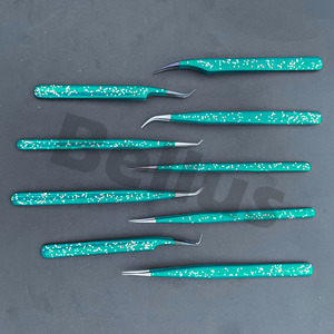 Pinzas para pestañas de acero inoxidable de primera calidad, pestañas moteadas ecológicas para extensiones de volumen de precisión, fabricación sostenible - Product Image 2
