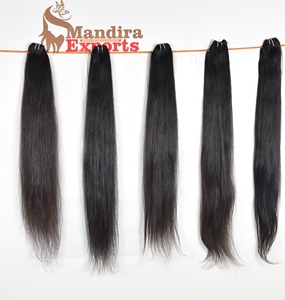 Extensiones de cabello humano de templo indio largo color negro recto natural virgen solo dibujado - Product Image 6