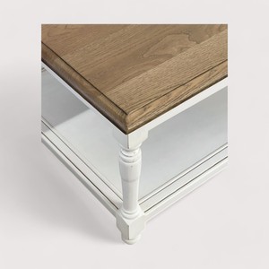 Mesa de centro de madera blanca de dos tonos clásica italiana hecha a mano estilo rural inglés para el hogar dormitorio sala de estar acero - Product Image 4