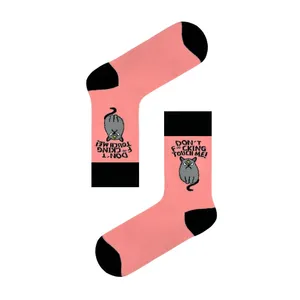 Girl's Don't Touch Me <b>Cat</b> Design Colorful Long Ankle <b>Socks</b> Breathable Nylon Striped Character Print for Daily Use One Winter - Product Image 1