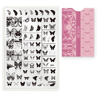 Plaques d'estampage d'art d'ongle de papillon de conception française personnalisée kit de plaque d'estampage d'ongle de dessin animé de gel UV