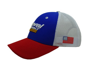 Bordado 3D 6-Panel de ala curva de alta calidad de color rojo/azul de bajo perfil de algodón/Tela de malla al aire libre estilo callejero sombrero de camionero - Product Image 2