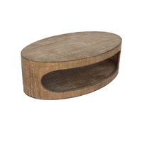 Beau prix de fabrication Table basse en bois ovale rustique pour le salon meubles de maison en gros de l'usine du Vietnam