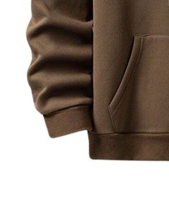 <b>Brown</b> Solid Color Hoodie Unisex Soft <b>Fleece</b> Pullover With Kangaroo Pocket Casual Winter Wear Warm Hooded Sweatshirt Streetwear - Product Image 6