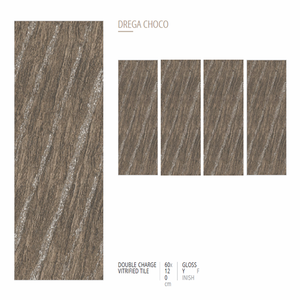 Drega Choco 600x1200mm Azulejos de porcelana con apariencia de mármol Acabado brillante - Product Image 1