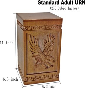 Urnes de remation pour cendres humaines Adulte-Gravure à la main Aigle à tête chauve-Urne funéraire pour mère/père-Affichage de l'enterrement à la maison - Product Image 2