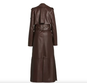 Long Design <b>Sheep</b> Leather Coat Genuine Leather <b>Jacket</b> Women Long Trench Coat Brown Wholesale - Product Image 6