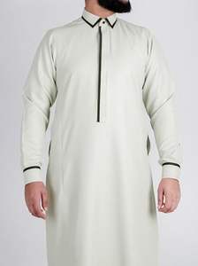 Jubba thobes คอปกเสื้อผ้าอิสลามสำหรับผู้ชายมุสลิมแบบดั้งเดิมโมร็อกโกคอตตอนระบายอากาศได้ดี - Product Image 4