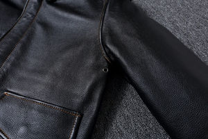 Chaqueta de cuero para hombre Negro Piel de vaca real A2 Pilot Air Flight Chaquetas de Aviador Haus Industries - Product Image 4