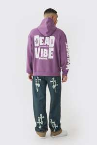 Violet personnalisé détresse impression sweats à capuche élégant décontracté sport thermique haute qualité sérigraphie coton lourd 500GSM à capuche - Product Image 2