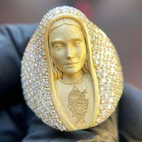 Anillo de campeón de plata 925 personalizado para mujer VVS Moissanite 3D cara de diamante joyería de lujo regalo para ella anillos de declaración para ella