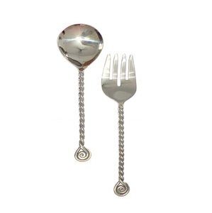 Juego de cubiertos antiguos de acero inoxidable, cuchara y tenedor con mango de acero inoxidable, para servidor de ensaladas, a la venta - Product Image 1