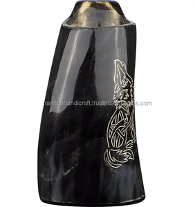 Tasse à boire en corne noire Produit fait à la main avec poignée Meilleure vente Fabrication de tasse en corne de buffle à vendre - Product Image 3