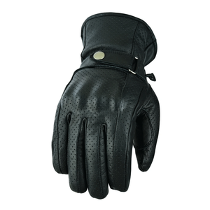 Biker Summer Black Perforated Motorbike Armoured Vented Leather Gloves Motorcycle Auto Racing Wear Leather Gloves For Men - Product Image 2