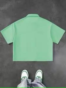 Diseño personalizado manga corta Streetwear malla impresión Patchwork camisa logotipo personalizado venta al por mayor poliéster Vintage Oversize hombres camisetas - Product Image 6