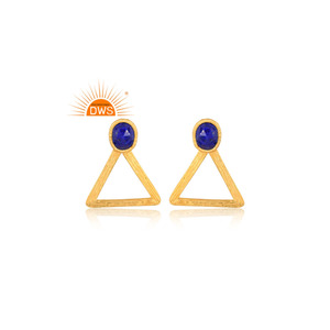 Pendiente Triangular de piedras preciosas de lapislázuli Natural chapado en oro y plata de ley fina superventas, fabricante de joyería fina Demi - Product Image 3