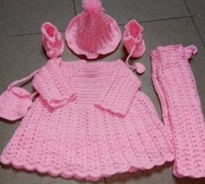 Conjunto de Vestido de Ganchillo para Mujer al por Mayor, Vestido de Algodón Tejido Liso para Primavera, Atuendo Hecho a Mano para Recién Nacidos y Niños Pequeños de Boutique - Product Image 4