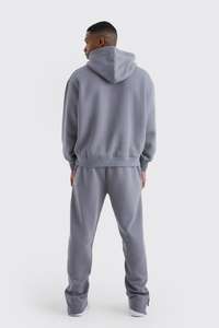 Low MOQ 420GSM Sweatsuit Chándal de algodón Hombres Sudadera con capucha de gran tamaño y pantalones acampanados Pantalones de chándal de pierna ancha personalizables - Product Image 2
