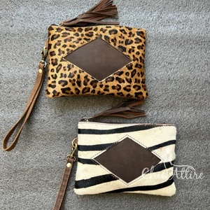 Véritable cuir de vachette bracelet pochette pochette portefeuille marron Western patchs portefeuilles - Product Image 1