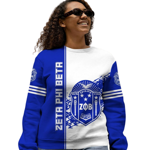 Sudadera con cuello redondo de la hermandad Zeta Phi Beta para mujer, azul 1920, letra griega bordada - Product Image 5