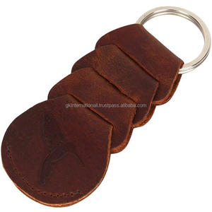 พวงกุญแจหนังวัวแท้สไตล์โบราณสีน้ำตาลพร้อมแหวนชุบนิกเกิลทองเหลืองหนักสำหรับตู้เสื้อผ้ารถยนต์จักรยาน - Product Image 3