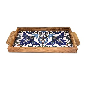 Plateau de service carré en bois Table à manger décor plateau de service pour ustensiles de cuisine haut de gamme conçu à la main attrayant imprimé - Product Image 3