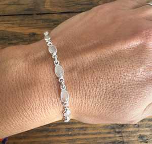 Haute qualité naturel Rose Quartz ovale coupe pierres précieuses à la main Bracelets délicats 925 argent Sterling à la mode pierre de naissance bijoux - Product Image 3